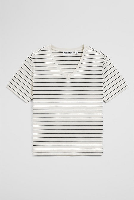 Australian Cotton Stripe V-Neck T-Shirt
