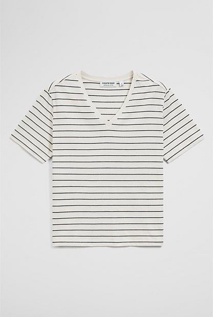 Australian Cotton Stripe V-Neck T-Shirt