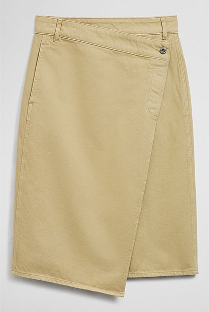 Denim Wrap Midi Skirt