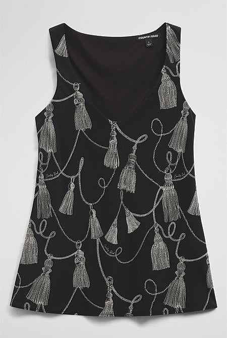 Print Scoop Neck Top