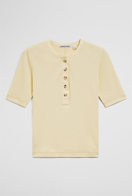 Fine Rib Henley T-Shirt