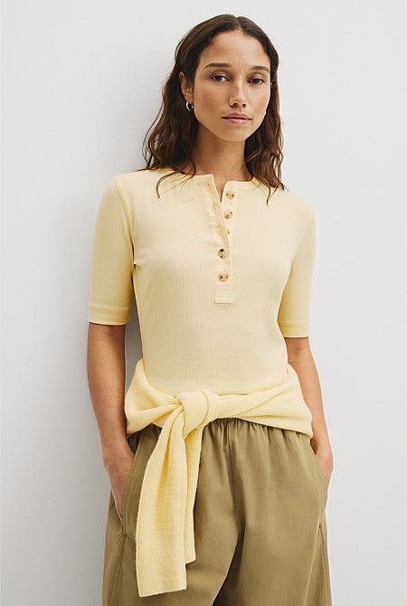 Fine Rib Henley T-Shirt