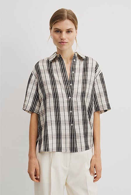 Washable Silk Check Shirt