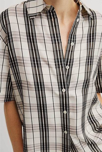Washable Silk Check Shirt