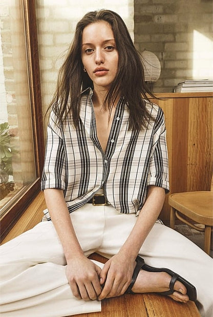 Washable Silk Check Shirt