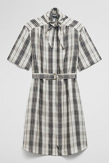Check Silk Shirt Dress