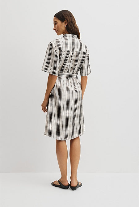 Check Silk Shirt Dress
