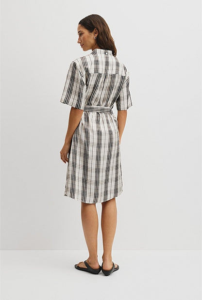 Check Silk Shirt Dress