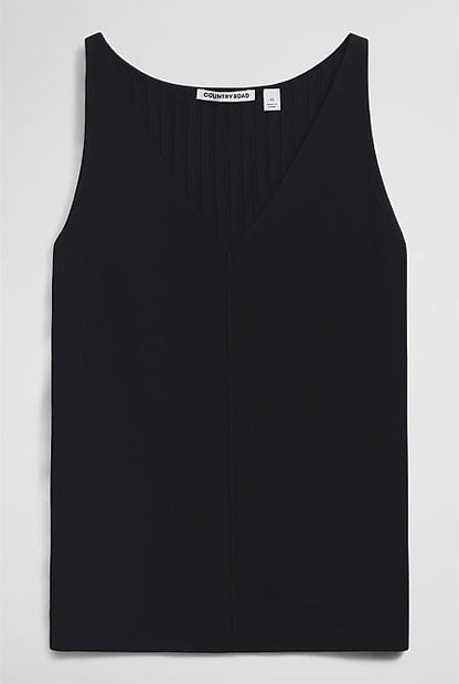 V-Neck Rib Detail Knit Tank