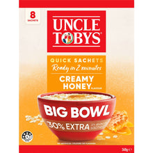 Uncle Tobys Oats Quick Sachets Big Bowl Creamy Honey Porridge 368g