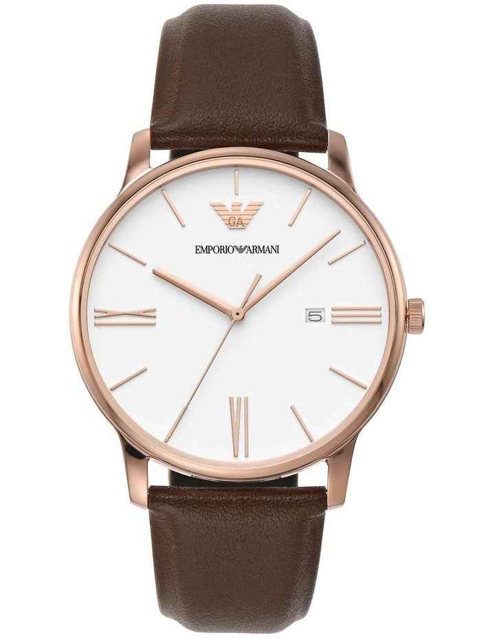 Men's Analogue Watch with Brown Leather Strap