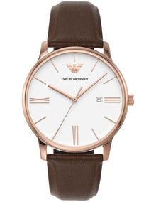 Men's Analogue Watch with Brown Leather Strap