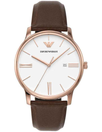 Men's Analogue Watch with Brown Leather Strap