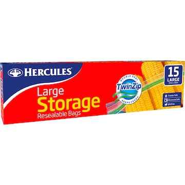 Hercules Resealable Large Storage Bags 15 pack