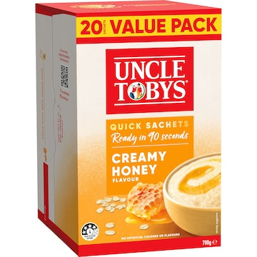 Uncle Tobys Oats Quick Sachets Family Pack Creamy Honey Porridge 700g