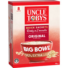 Uncle Tobys Oats Quick Sachets Big Bowl Original Porridge 368g
