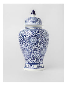 Hand Painted Large Ginger Jar 25x46cm in Blue