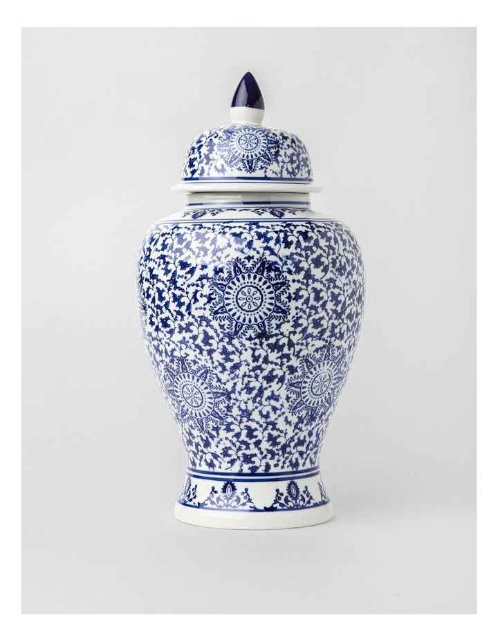 Hand Painted Large Ginger Jar 25x46cm in Blue