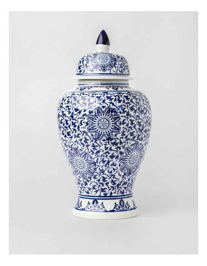 Hand Painted Large Ginger Jar 25x46cm in Blue