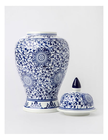 Hand Painted Large Ginger Jar 25x46cm in Blue