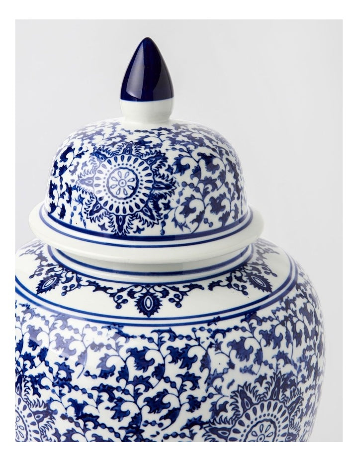 Hand Painted Large Ginger Jar 25x46cm in Blue