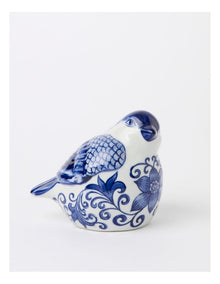 Hand Painted Porcelain Bird Sculpture 29x11cm in Blue