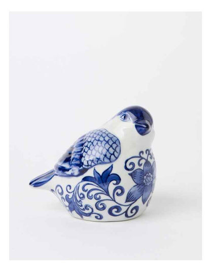 Hand Painted Porcelain Bird Sculpture 29x11cm in Blue