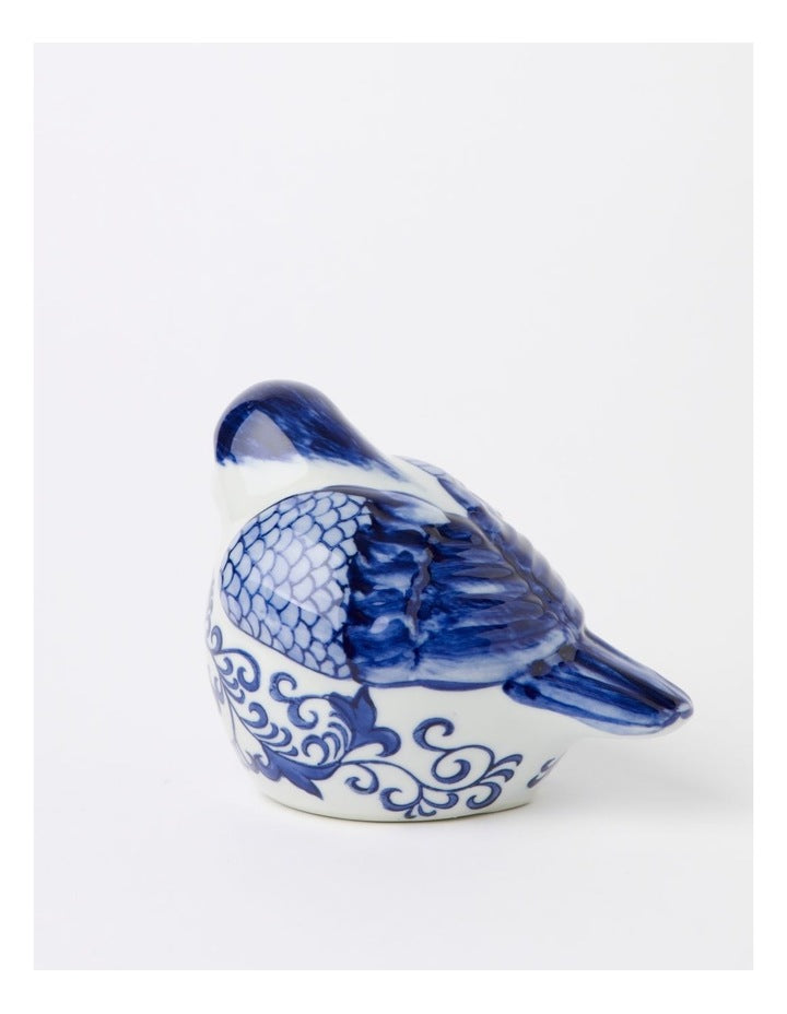 Hand Painted Porcelain Bird Sculpture 29x11cm in Blue