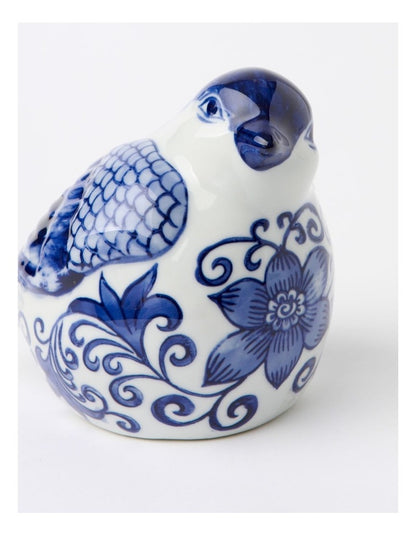 Hand Painted Porcelain Bird Sculpture 29x11cm in Blue