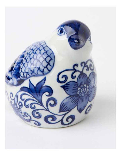 Hand Painted Porcelain Bird Sculpture 29x11cm in Blue