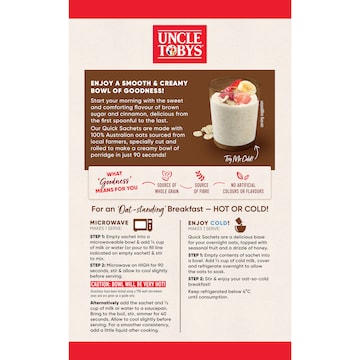 Uncle Tobys Oats Sachets Brown Sugar & Cinnamon 10 pack 350g