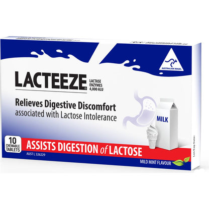 Lacteeze Chewable Tablets Mild Mint Flavour 10 Pack