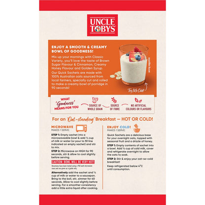 Uncle Tobys Oats Quick Sachets Classic Variety Porridge 350g