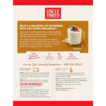 Uncle Tobys Big Bowl Oats Banana & Honey 8 pack 368g
