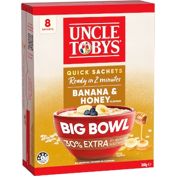 Uncle Tobys Big Bowl Oats Banana & Honey 8 pack 368g