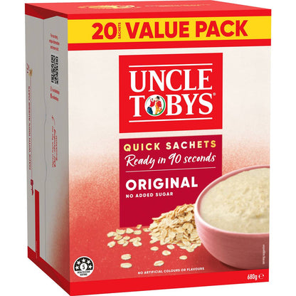 Uncle Tobys Oats Quick Sachets Family Pack Original Porridge 680g