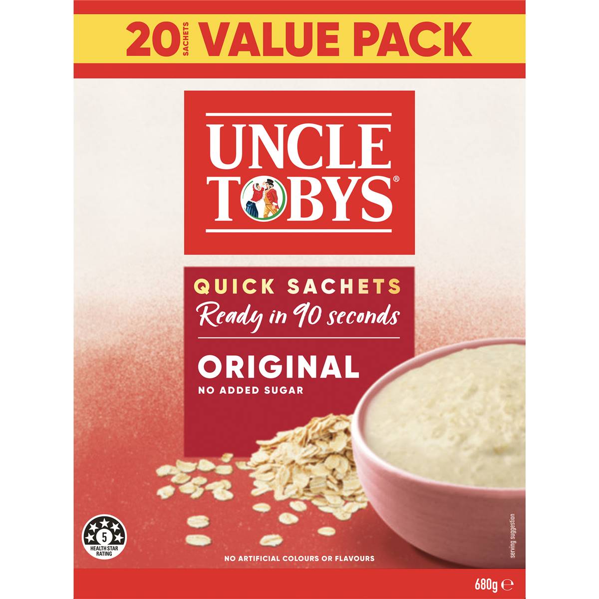 Uncle Tobys Oats Quick Sachets Family Pack Original Porridge 680g