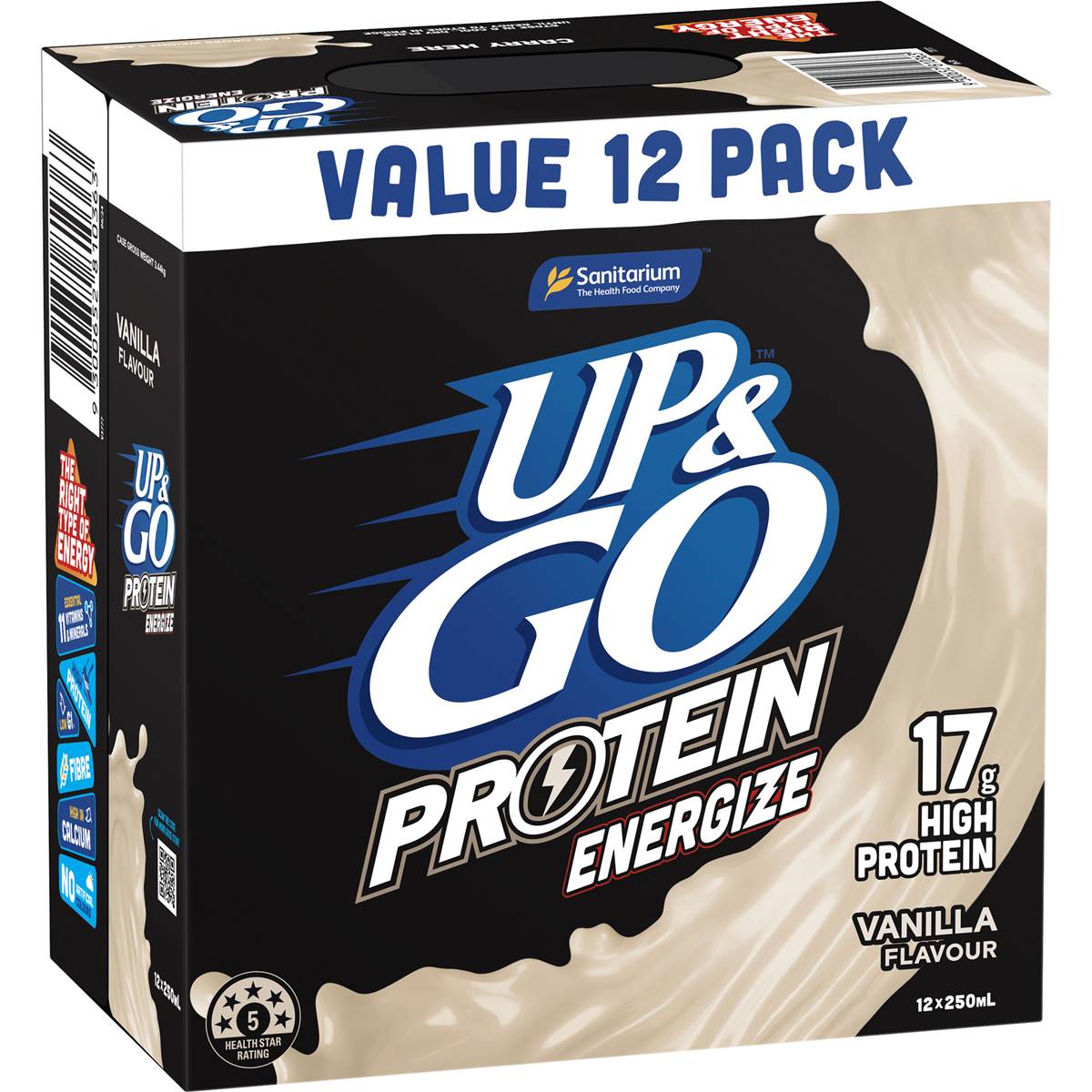 Up&Go Protein Energize Breakfast Liquid Vanilla 250mL x12 Pack