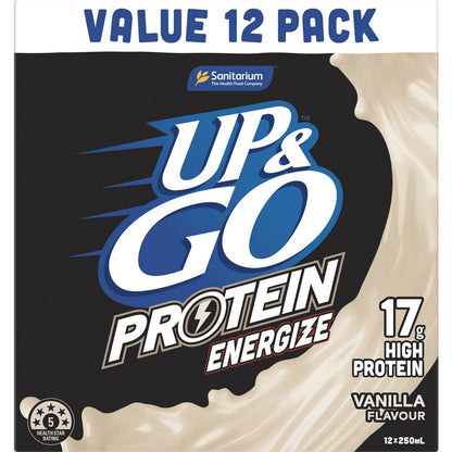 Up&Go Protein Energize Breakfast Liquid Vanilla 250mL x12 Pack