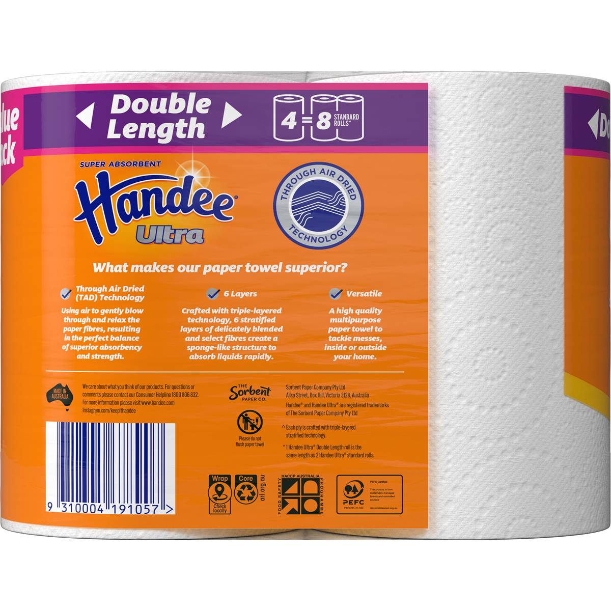 Handee Ultra Double Length Paper Towel 4 Pack