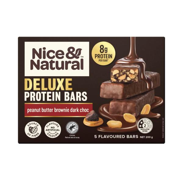 NICE & NATURAL DELUXE PROTEIN BARS PEANUT BUTTER BROWNIE 5PACK 200G