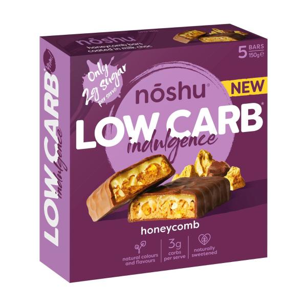 NOSHU LOW CARB INDULGENCE BARS HONEYCOMB 5 PACK 150G