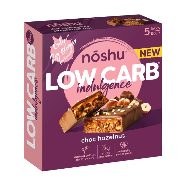 NOSHU LOW CARB INDULGENCE BARS CHOC HAZELNUT 5 PACK 150G