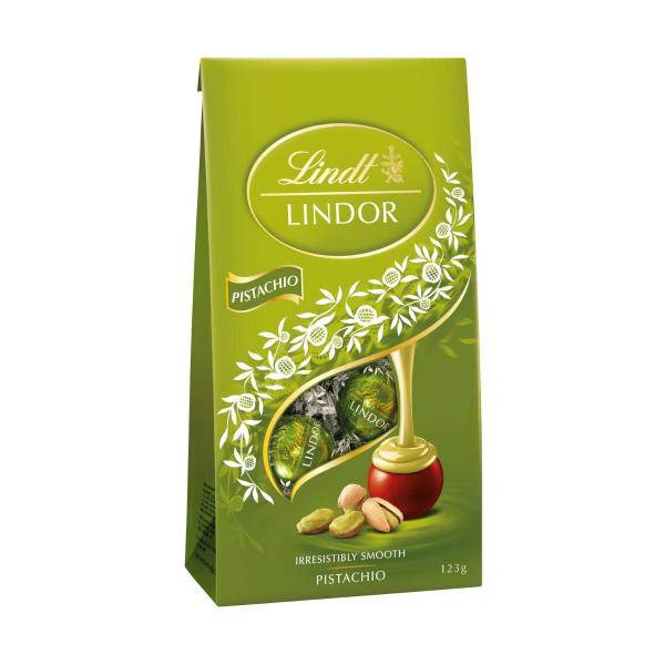LINDT LINDOR PISTACHIO CHOCOLATE BAG 123G