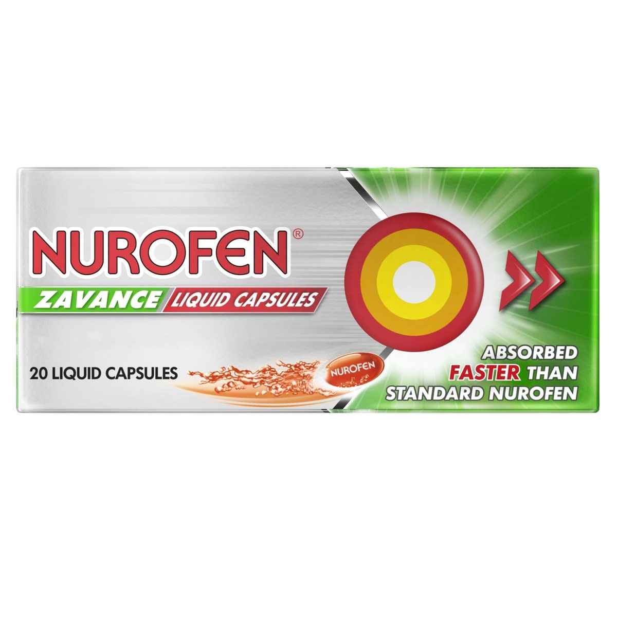 20 Pack Nurofen Zavance Fast Pain Relief Liquid Capsules 200mg Ibuprofen