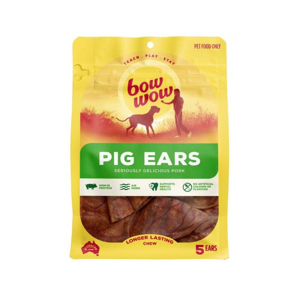 BOW  WOW DOG TREAT PIG EARS 5 PACK