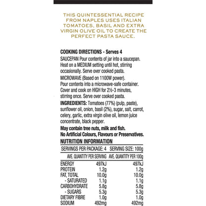 Providore Premium Sugo Basilico Pasta Sauce 400g