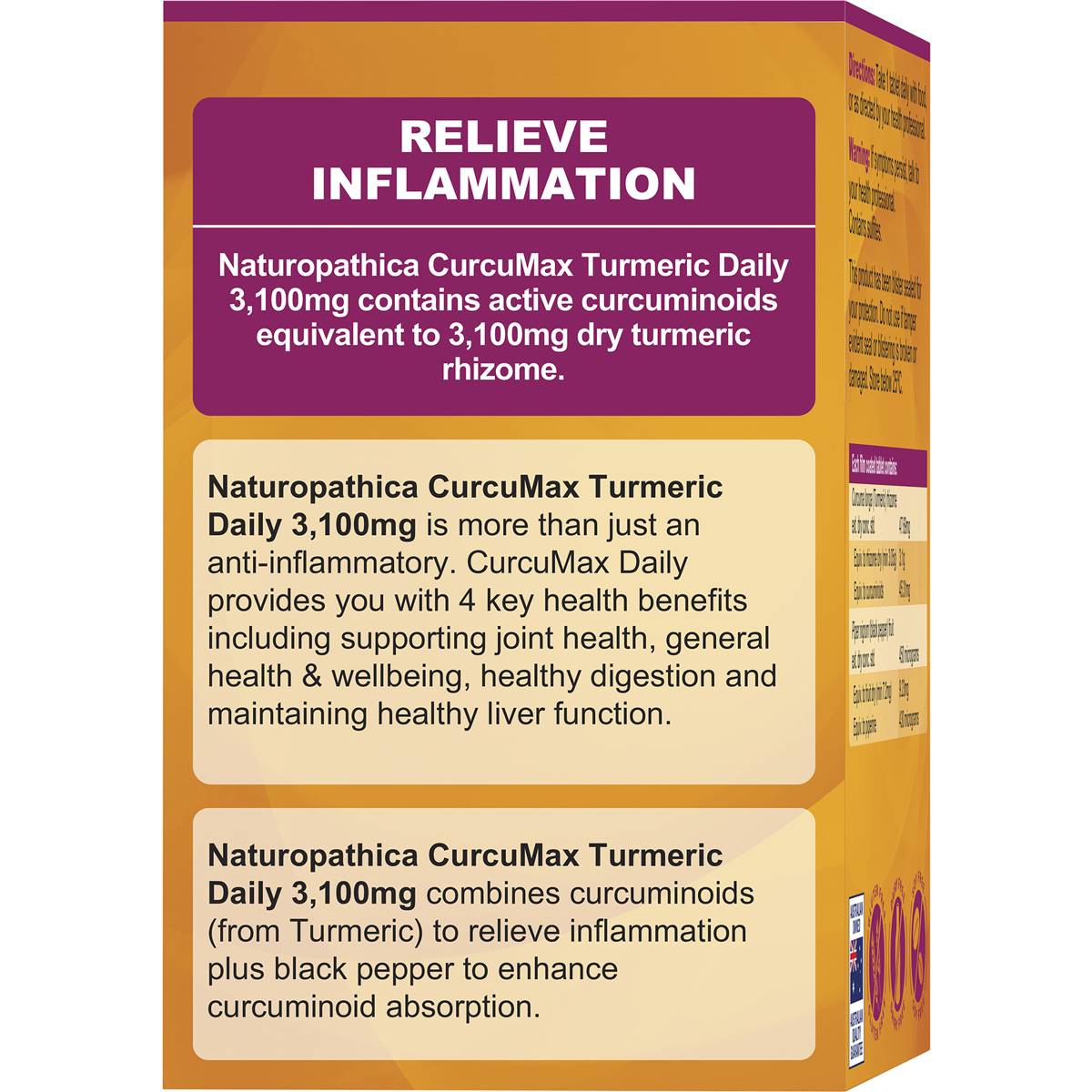 Naturopathica Curcumax Turmeric Daily 3100mg Tablets 80 Pack