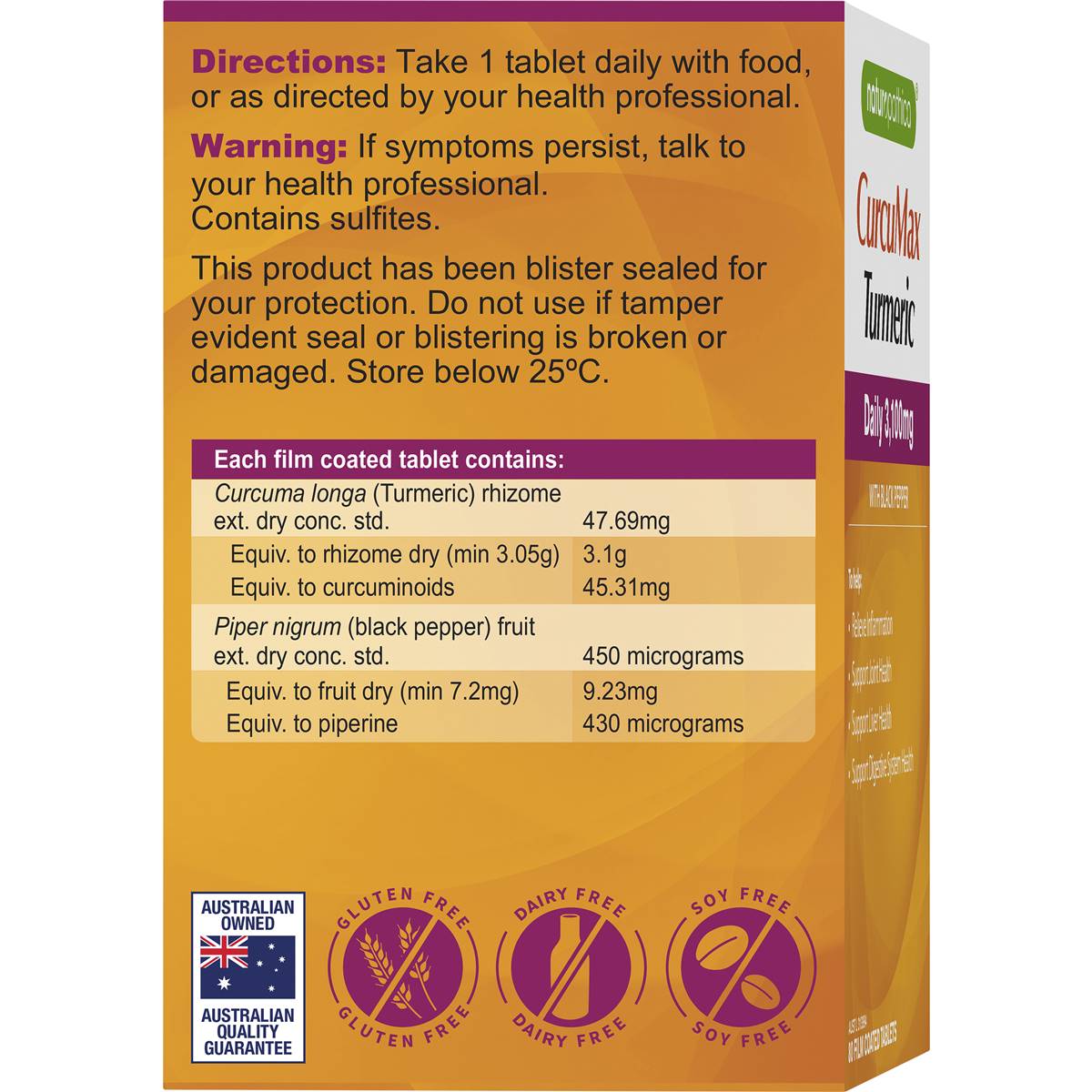 Naturopathica Curcumax Turmeric Daily 3100mg Tablets 80 Pack
