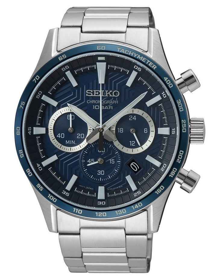 Conceptual Series SSB445P Stainless Steel Watch in Silver/Blue